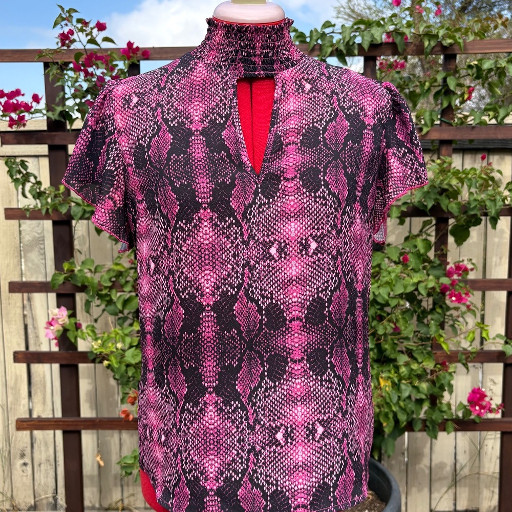 Pink Snakeskin Print Blouse